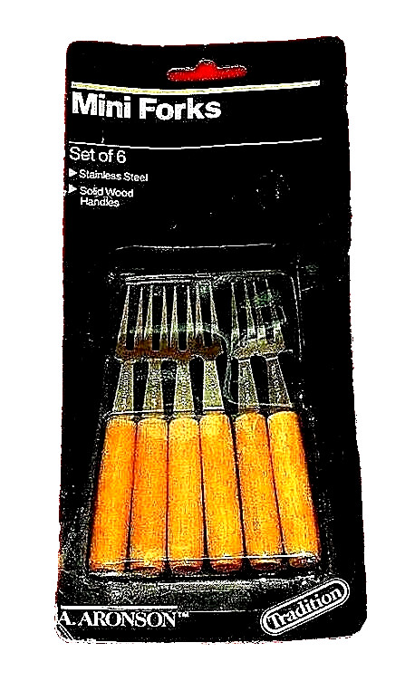 Aronson Mini Cocktail Forks Stainless Steel Wood Handle 6pk ** gallery