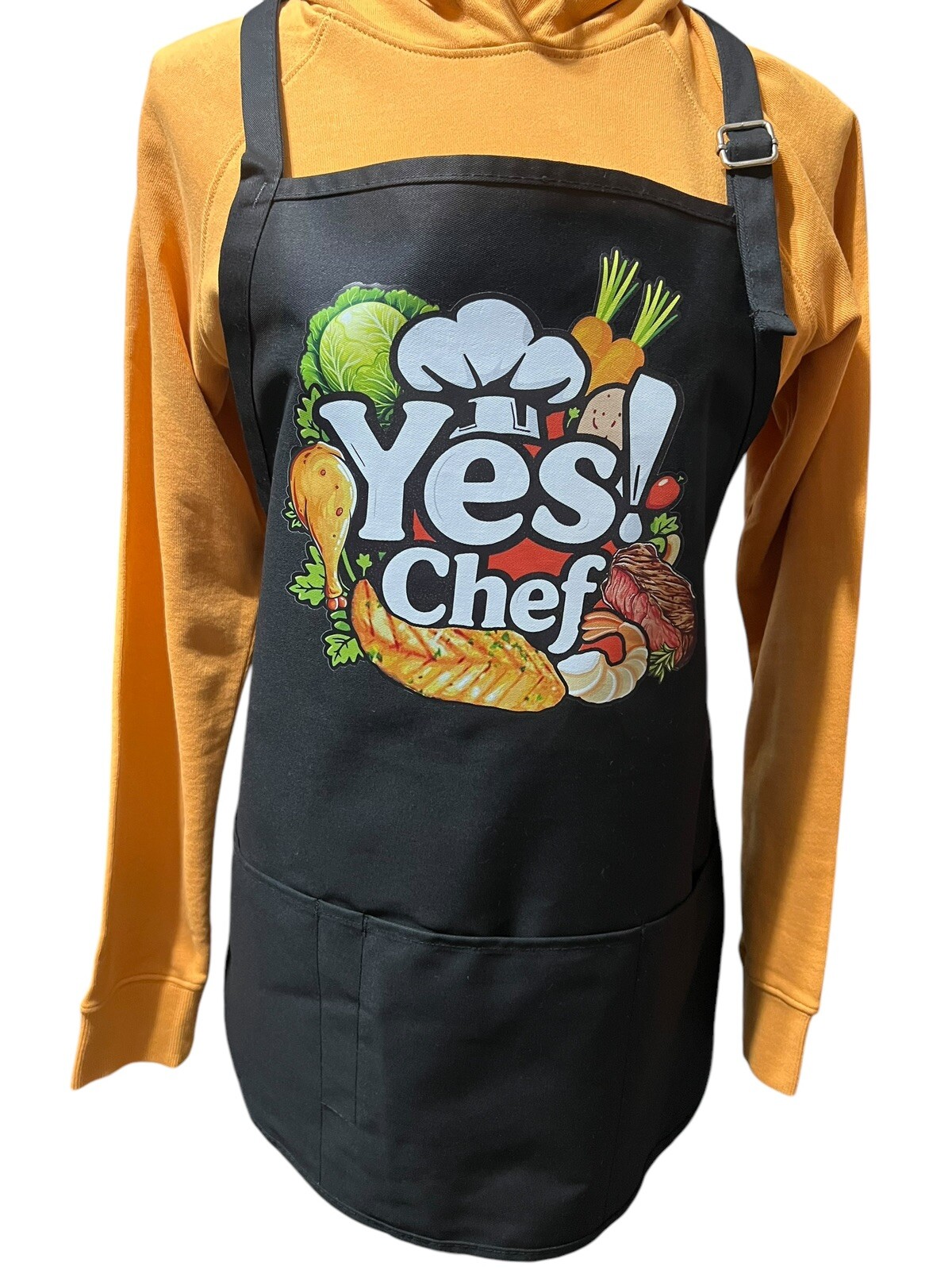 Yes Chef Cooking Apron with Pocket Black gallery