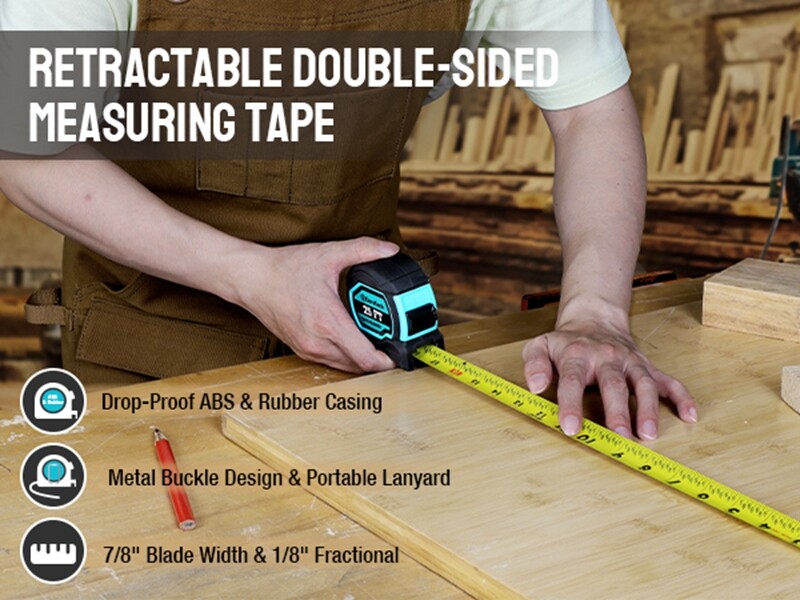 DURATECH 2PC 25FT Magnetic Tape Measure Fractions 1/8 Retractable Measuring Tape gallery