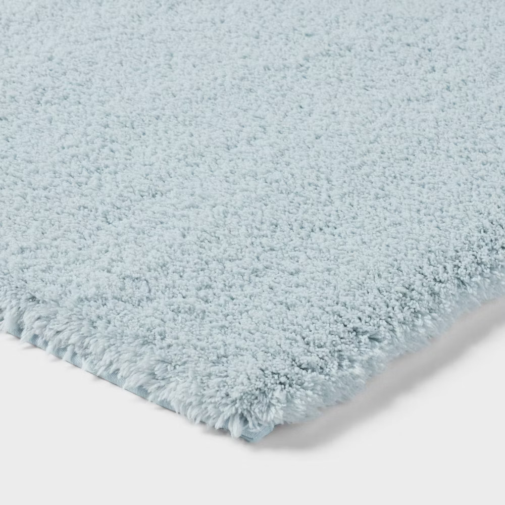 24"x60" Spa Plush Bath Rug Light Blue - Threshold: Machine Washable, Tufted gallery