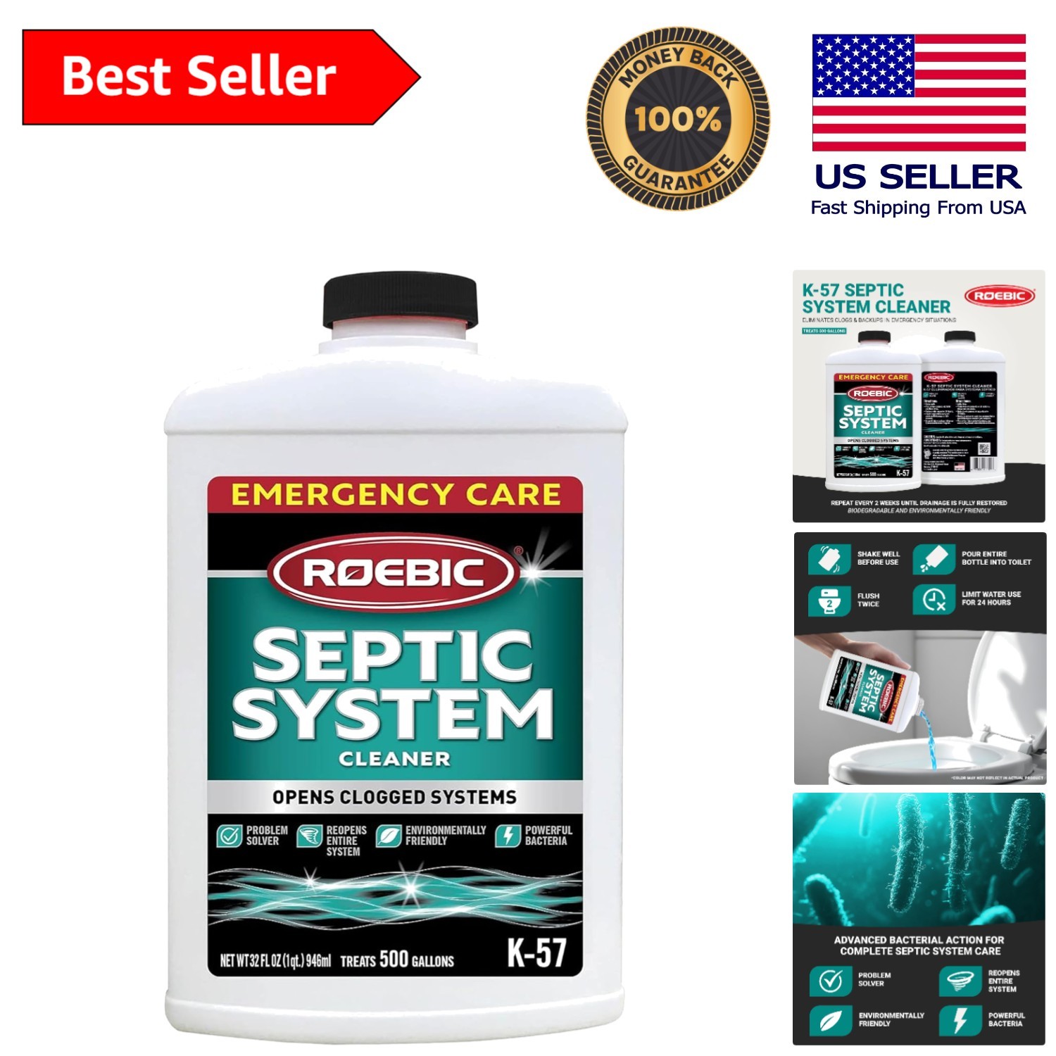 32 Oz Unscented Septic Cleaner - Safe for Drains & 500-Gallon Systems gallery