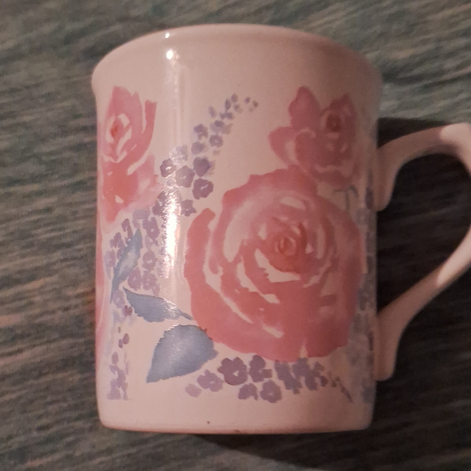 2 Russ Ceramic Floral Coffee Mug White Pink Purple MPN 12801 gallery