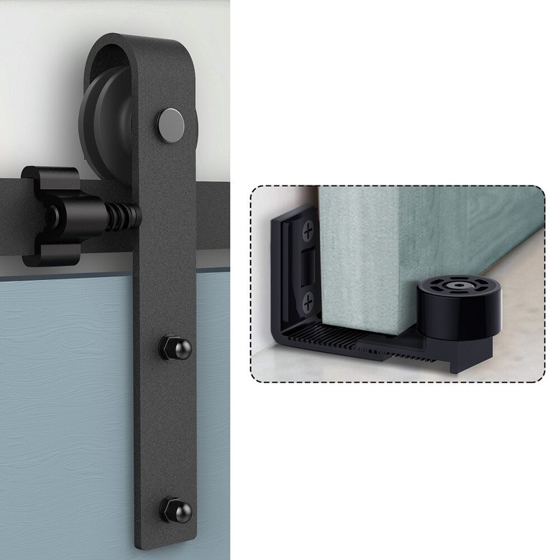 5FT-14FT Sliding Barn Door Hardware Closet Track Kit for Single Door Black gallery