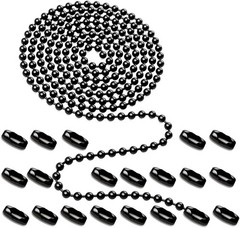 Black Ceiling Fan Pull Chain,160″ Rustproof 3mm Beaded Ball Pull Chain Extension