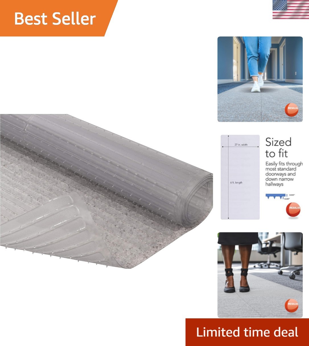 Deep-Pile Carpet Runner - Plastic Vinyl Carpet & Rug Protector, Waterproof Cl... gallery