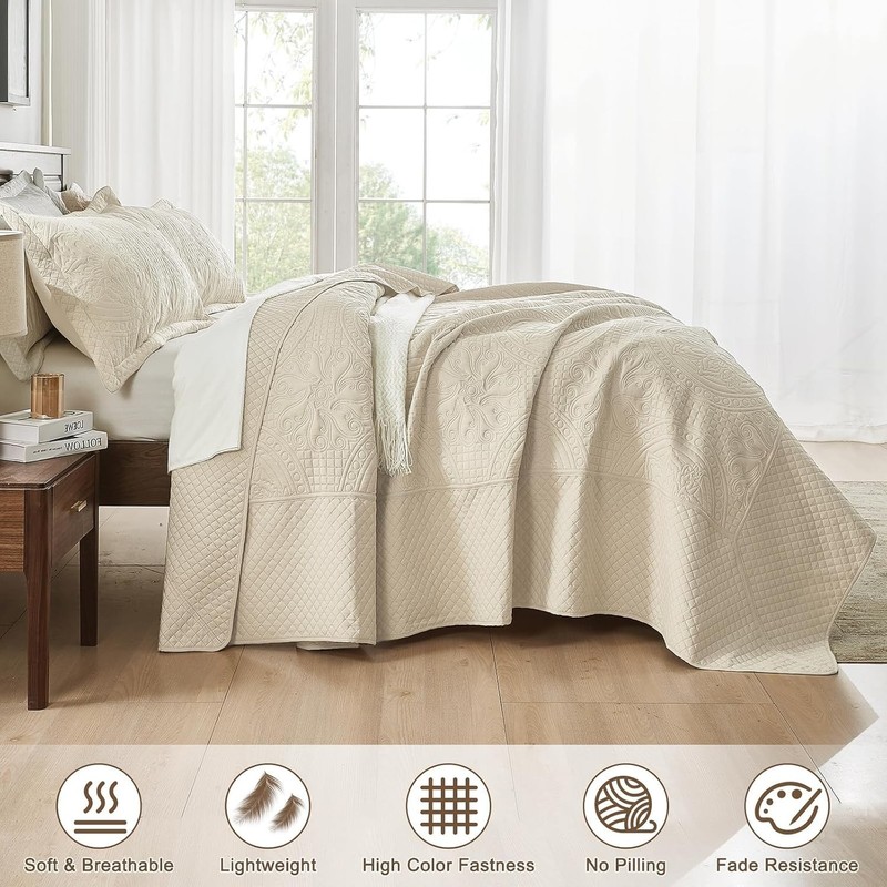 Oversized King Bedspread 132x 120, Extra Wide Alaska King Bedspread, 3 Piece ... gallery
