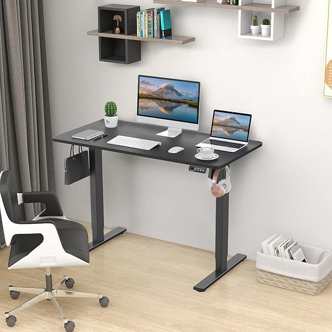Electric Height Adjustable Standing Desk Sit Stand Computer Desk with Splice Top gallery