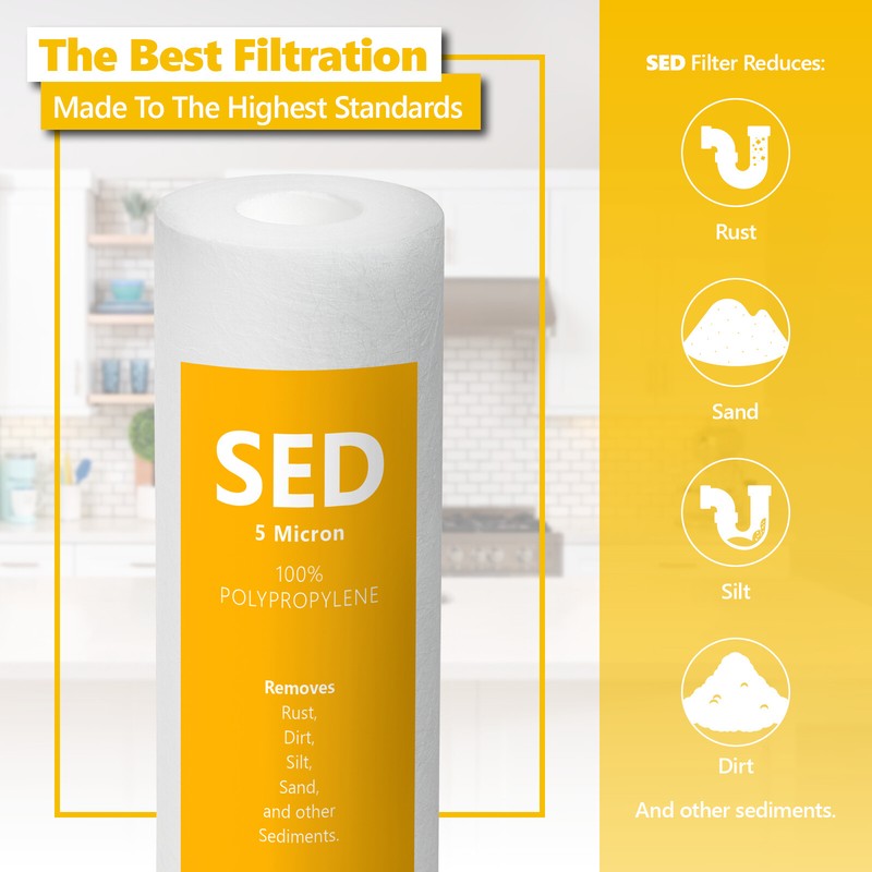 Sediment Water Filter Replacement – 5 Micron, High Capacity – 10 inch – 50 Pack gallery