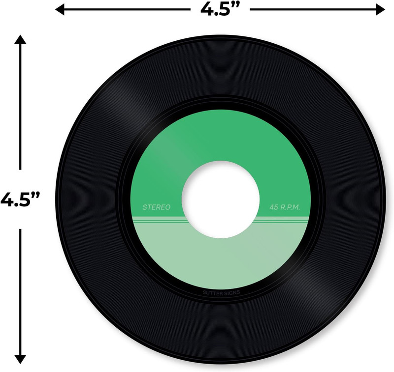 Vinyl Record Cutouts 4.5" | Disco Party Decorations, 80s 70s 60s Rock and Roll P gallery