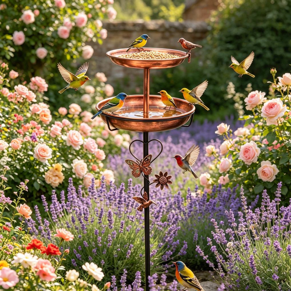 Upgraded Bird Bath for Outside, 47In Freestanding Double Layer Birdbaths Feeder gallery