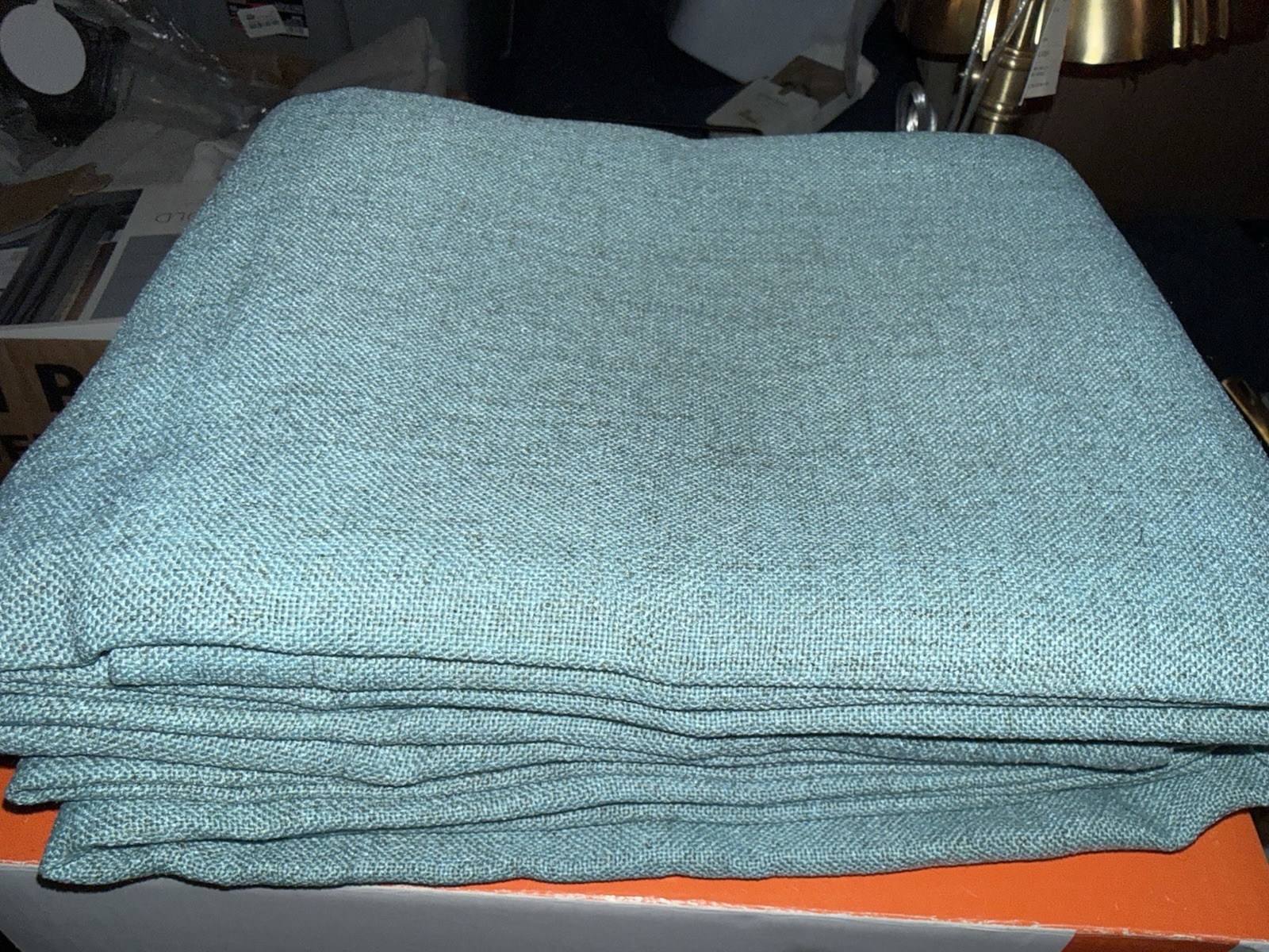 Light Filtering faux Linen Curtains Teal/green New In Package 52inX108in 2panels gallery