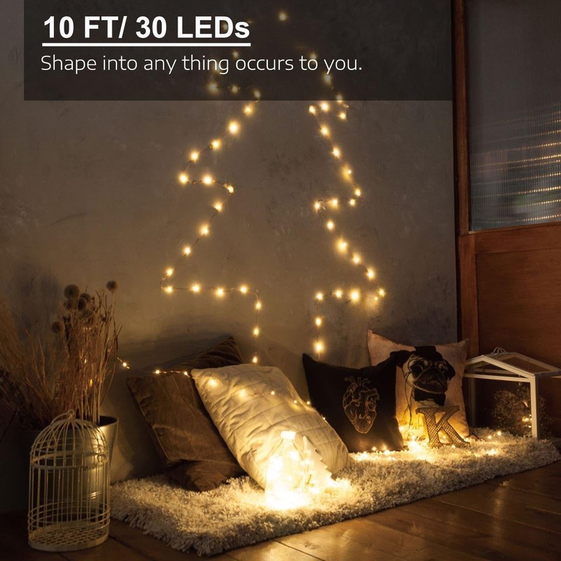 3 Pack Rechargeable String Fairy Lights 10ft 30 LED 4 Modes Copper Wire Chris gallery