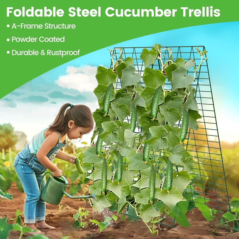 Toriexon Foldable Cucumber Trellis - 3 Pack 48 L X 34 W A-Frame Trellis gallery