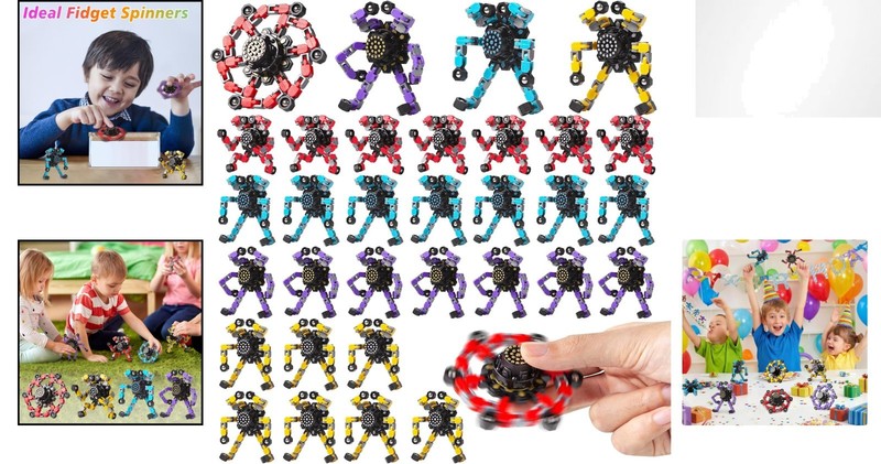 Fun & Engaging 32 Pcs Fidget Spinner Set for Classroom Prizes and Goodie Bags gallery