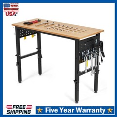 Adjustable Height Workbench ,48″ Heavy-Duty Worktable 2200 LBS with Power Outlet
