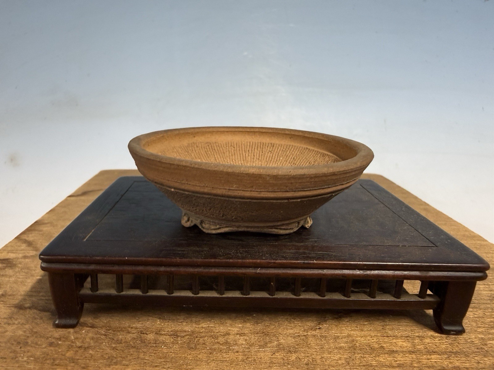 Japanese Unknown Maker Shohin Bonsai Tree Pot 3 3/4 By 1 1/4” Handmade Unglazed gallery
