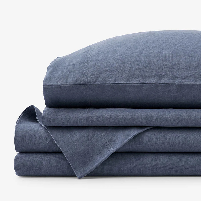 The Company Store Premium Breathable Washed Linen Solid Bed Sheet Set gallery