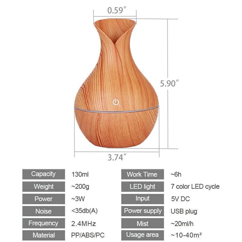 130ML Aroma Essential Oil Diffuser Wood Grain Aromatherapy Humidifier - 2 colors gallery