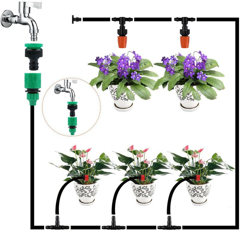 100ft Drip Irrigation System Garden Plant Self Watering Hose Micro Sprinkler Kit gallery