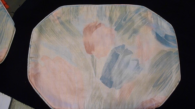 6 - CUSTOM MADE FABRIC MULTI-COLOR FLORAL MOTIF TABLE PLACEMENTS - Like New gallery