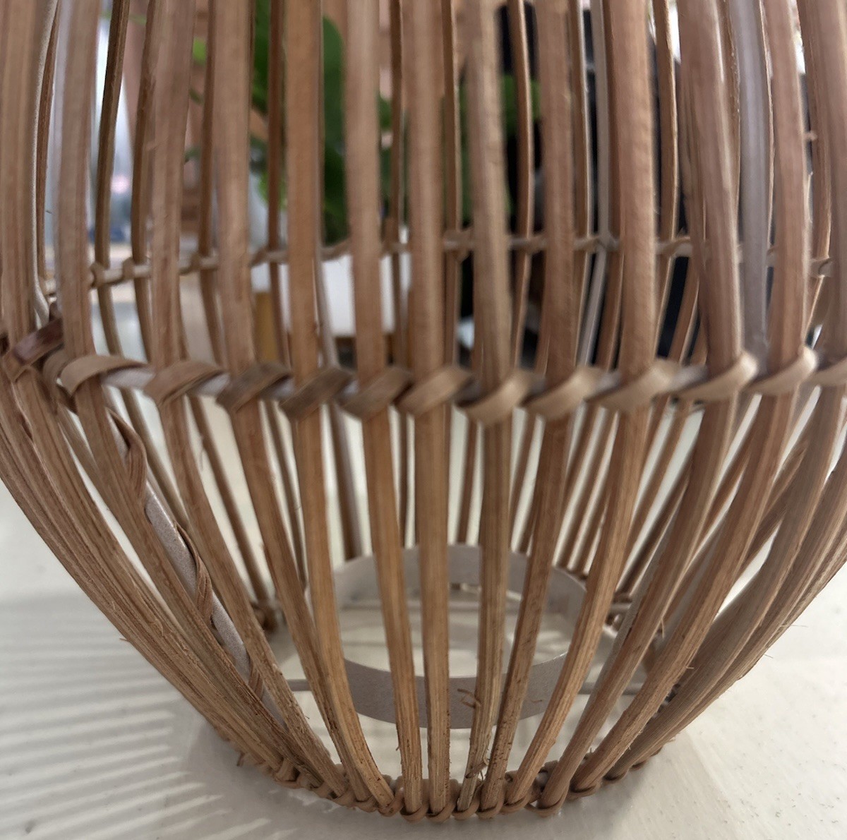 Wicker Woven Round Belly Large Lantern Candle Holder With Handle 12.5” gallery
