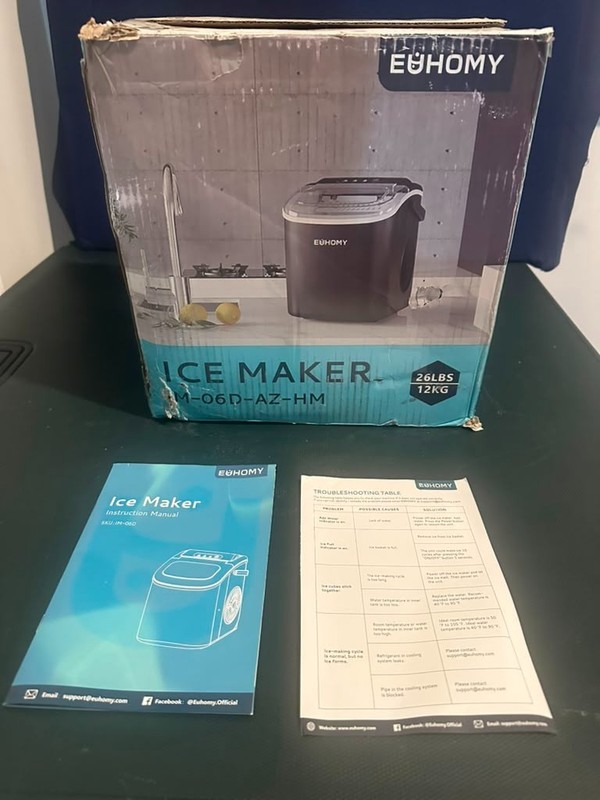 EUHOMY Countertop Ice Maker Machine with Handle 26lbs in 24Hrs 9 Ice Cubes Ready gallery