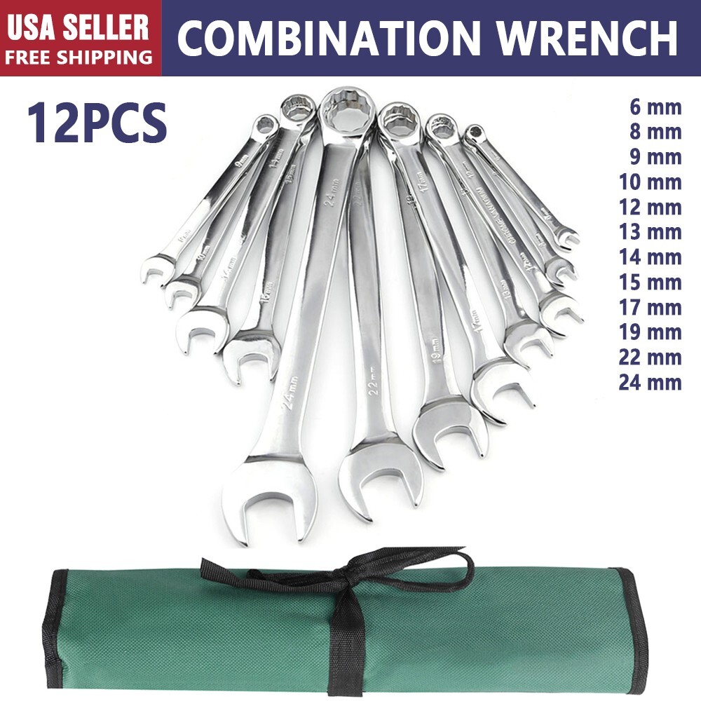 12-Piece Combination Wrench Set | Metric 6-24mm| 12-Point | with Rolling Pouch gallery