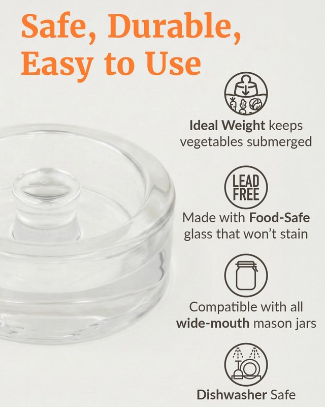 Elementi Glass Fermentation Weight Set of 4 - Easy Grip Fermenting Wide Mouth gallery