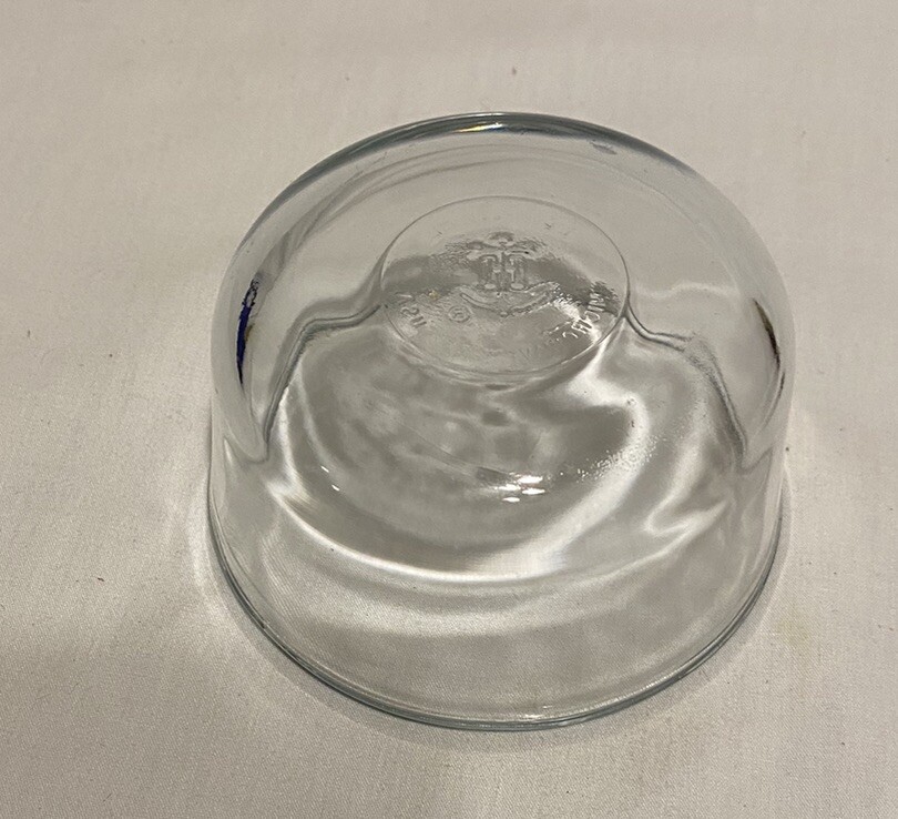 Anchor Clear Glass Container 1 cup 236mL Blue Plastic Lid Made USA gallery
