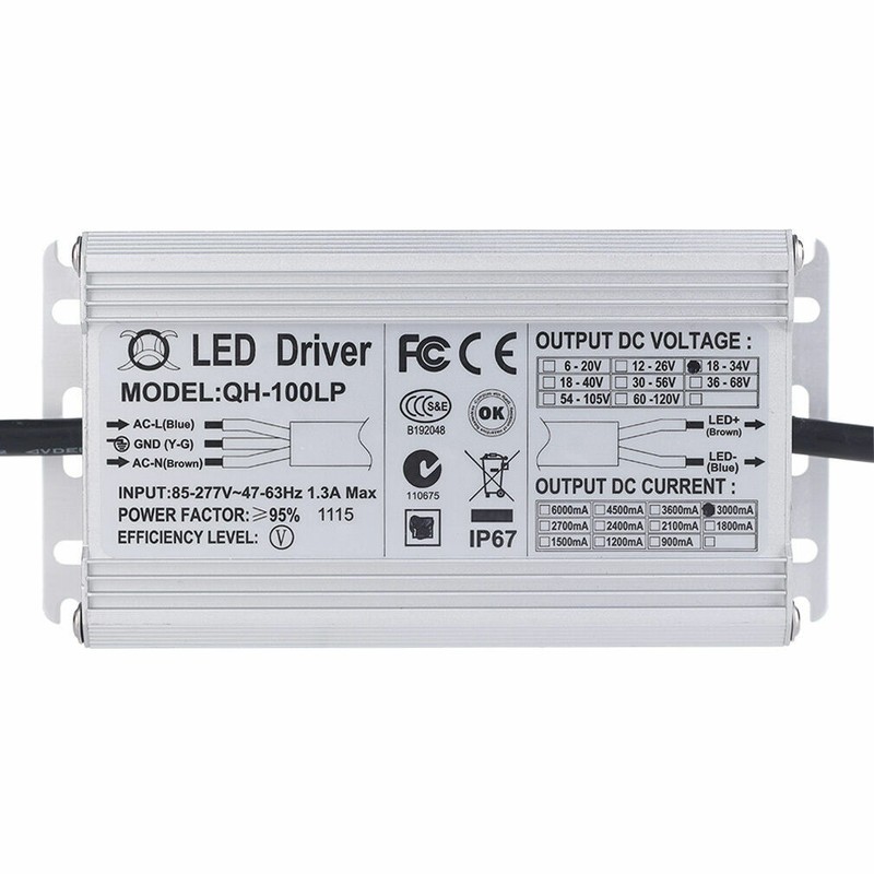 100W Constant Current 3A LED Driver Power Supply AC85-277V Waterproof DC18-34V gallery