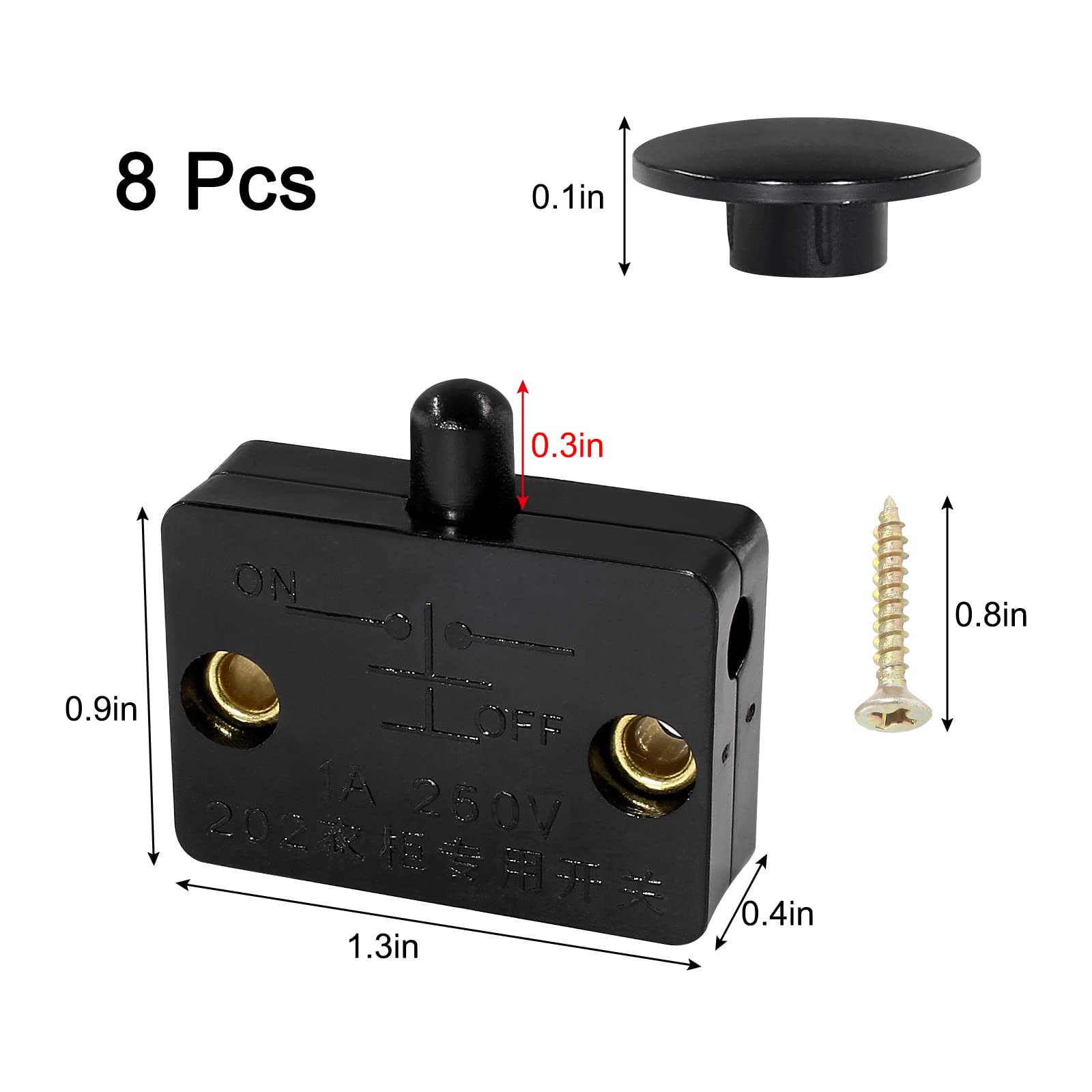 Litoexpe 8 Pcs Cabinet Light Switch, Pantry Door Lamp, Normally Closed Black gallery