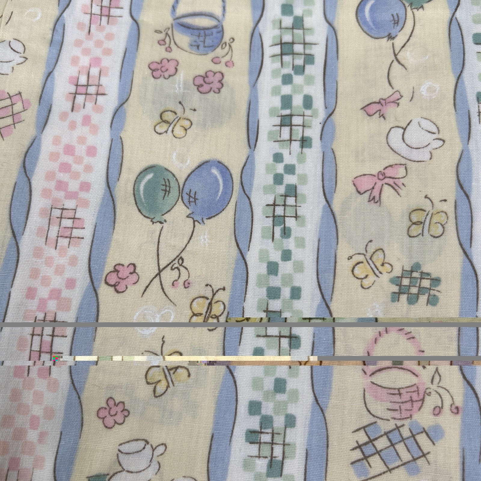 Picnic Spring Theme Balloons Fabric 2 Yards Yellow Green Blue gallery