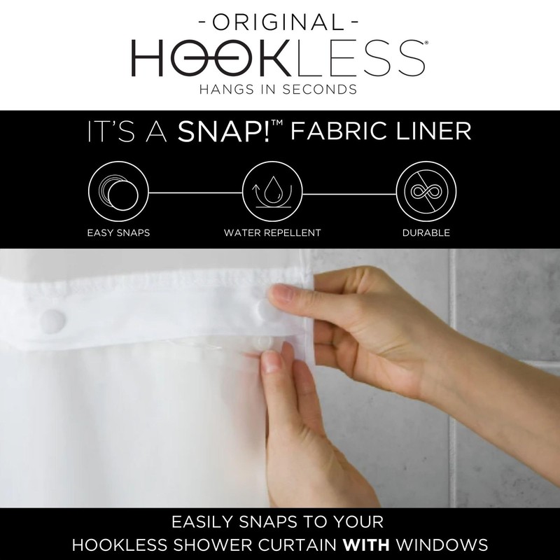 Hookless It’s A Snap Waffle Shower Curtain, 3-in-1 Shower Curtain Includes gallery