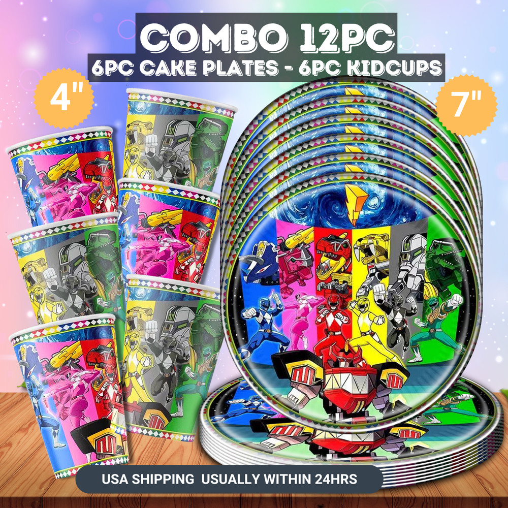 POWER RANGER TABLEWARE plate cup birthday party supplies decoration idea theme