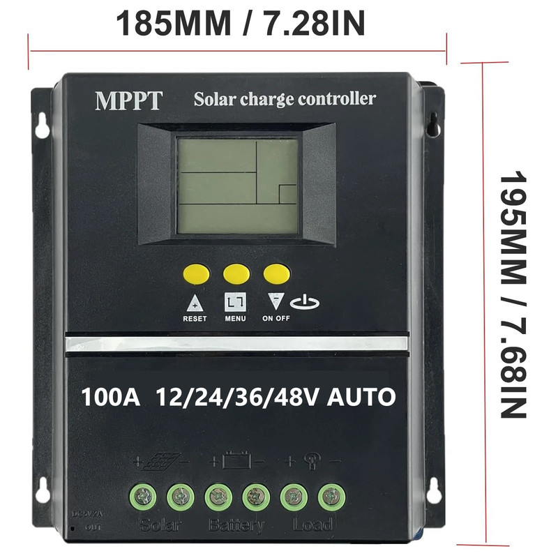 MPPT 12V/24V/36V/48V Solar ChargeController Tools 100A LCD Dual USB gallery