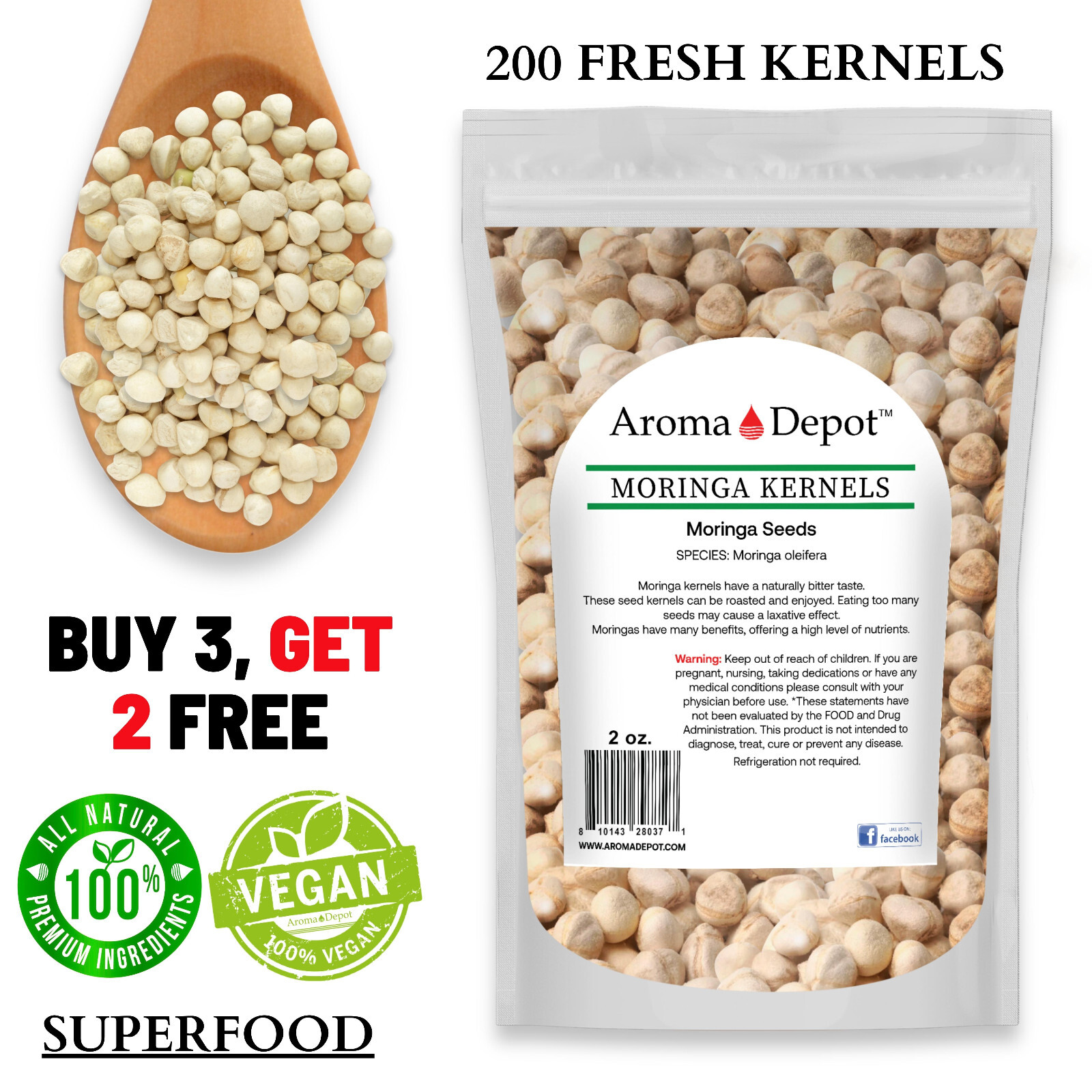 Moringa KERNELS 2 oz. Seeds oleifera Shelled 250 Semilla De Moringa Wholesale gallery
