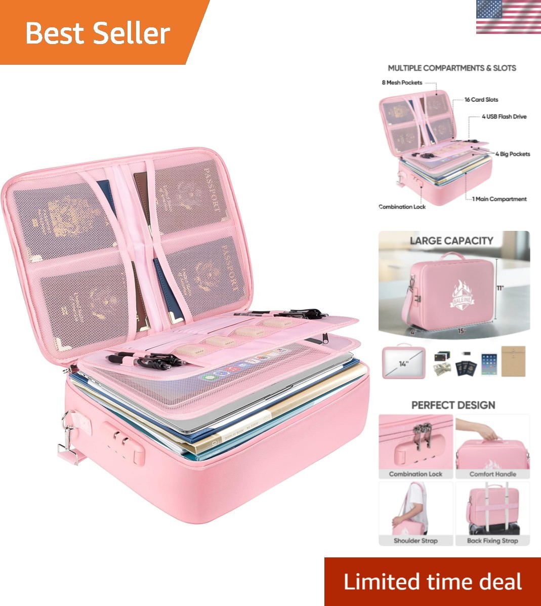 Fireproof Document Box with Lock, Portable Fireproof Document Bag Waterproof ... gallery
