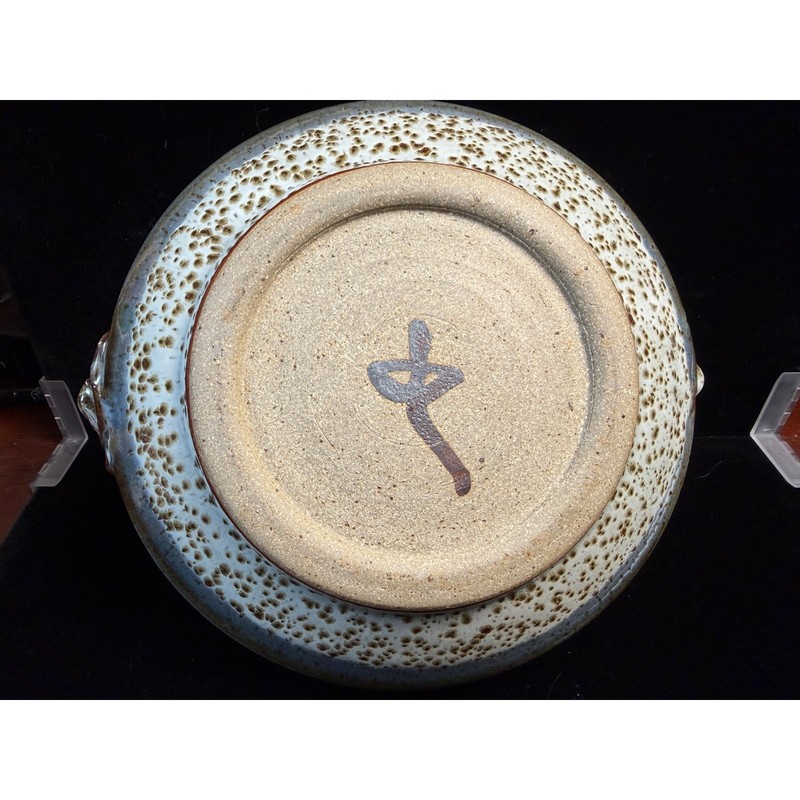 Handmade Studio Pottery Serving Bowl with Handles Terracotta Speckled Glaze gallery