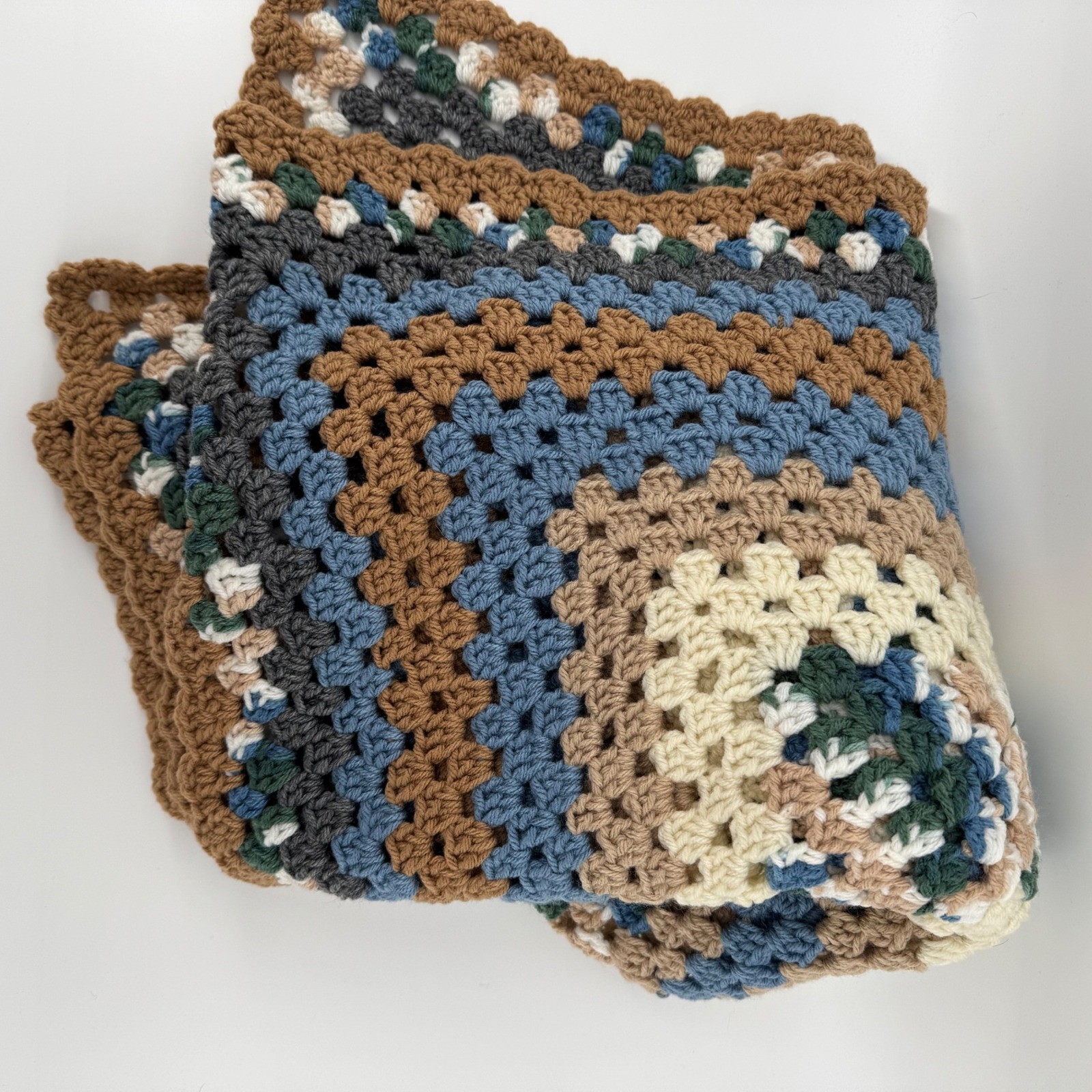Handmade Crochet Granny Square Throw Afgan Lap Blanket 44x44 Boho Vintage Retro gallery