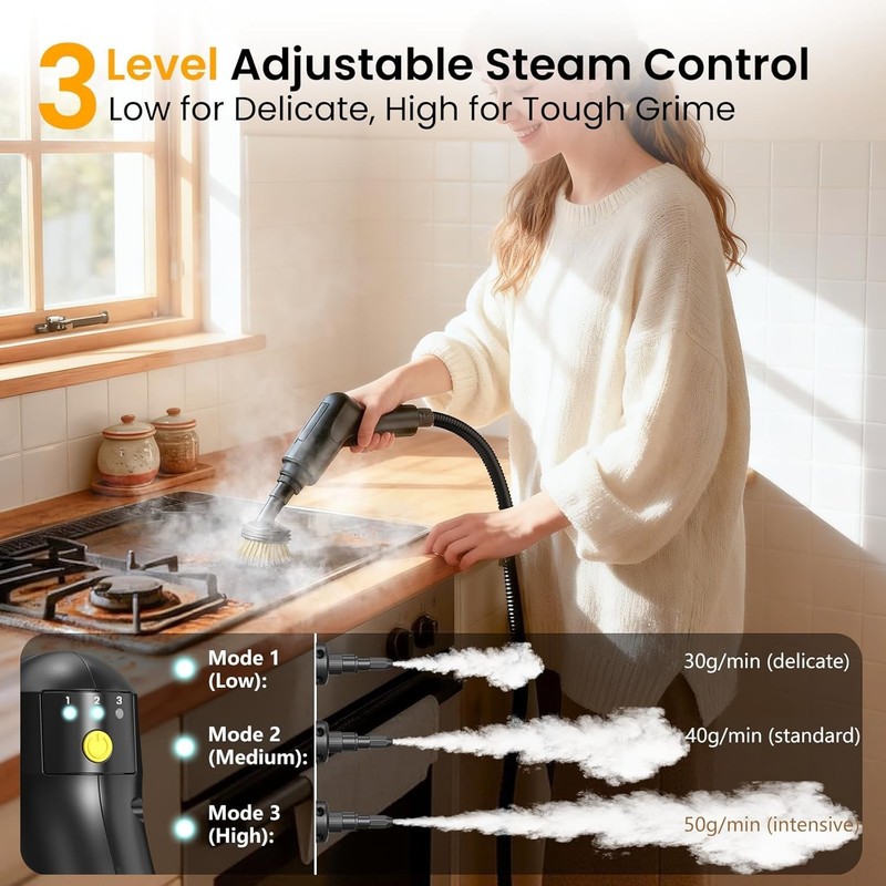 Efficient 2500W Portable Steam Cleaner - 1.6L Tank & Chemical-Free Cleaning gallery