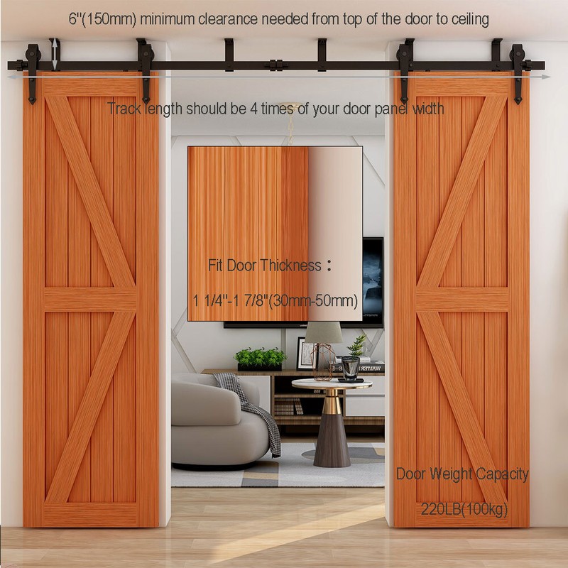 4FT-20FT Ceiling Mount Rail Sliding Barn Door Hardware Kit Track Roller Closet gallery