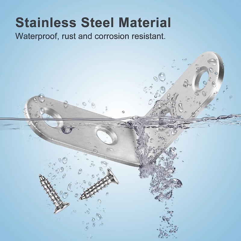 20 Pcs L Bracket Corner Brace Sets Silver Stainless Steel 90 Degree Right Angle gallery