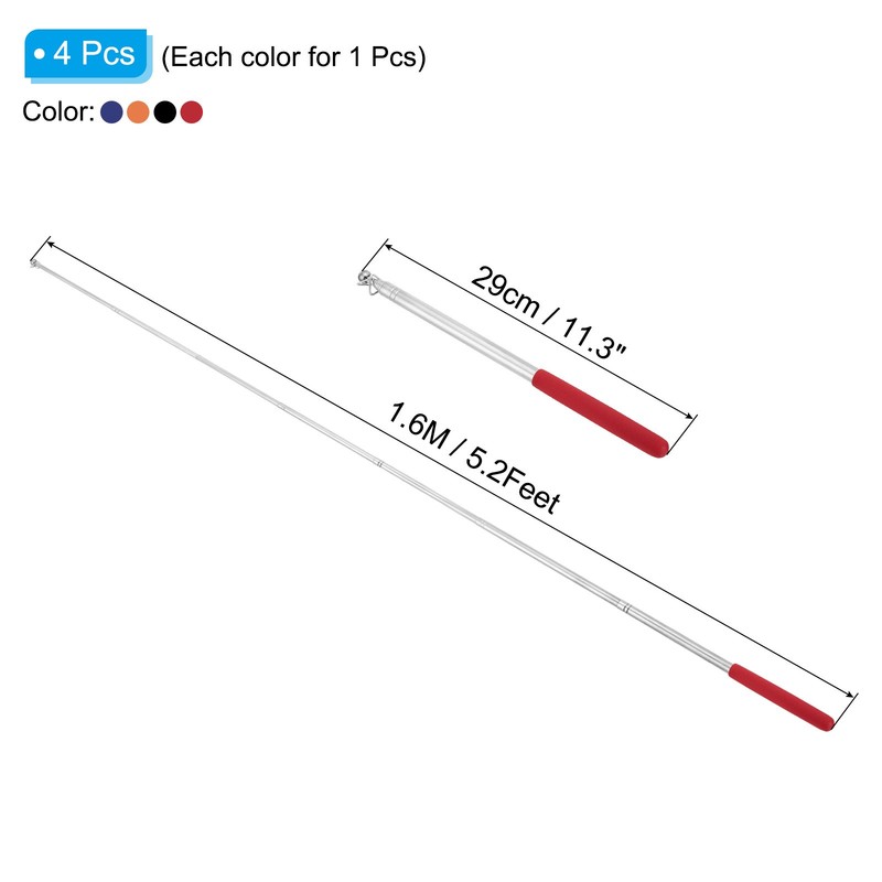 1.6M/5.2ft Telescopic Handheld Flagpoles,4Pcs Pointer Stick 4color gallery