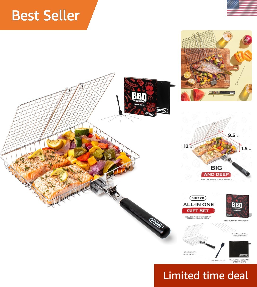 Portable Stainless Steel BBQ Grill Basket - Ideal for Camping & Outdoor Cooking gallery