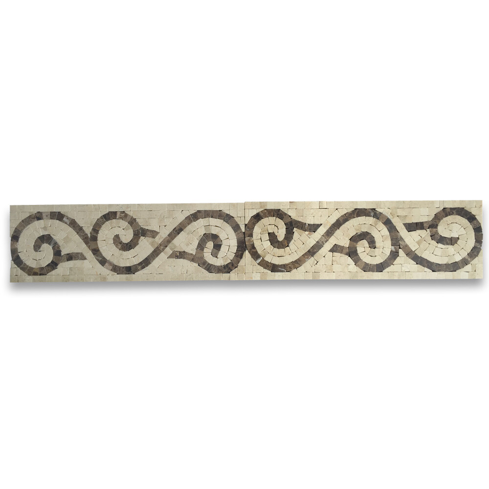 B0051P Marble Mosaic Border Bathroom Listello Tile Vine Crema 4x12 Polished gallery