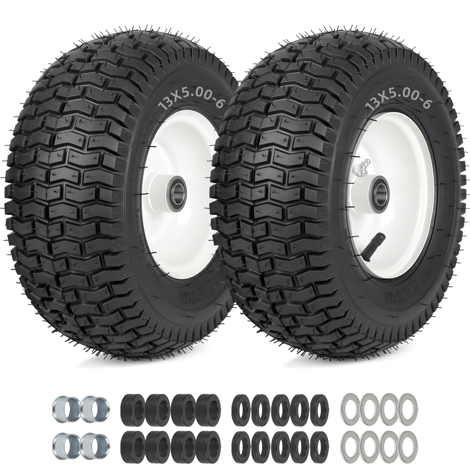 2 Pack 13x5.00-6 Riding Lawn Mower Rubber Pneumatic Tire & Wheel gallery