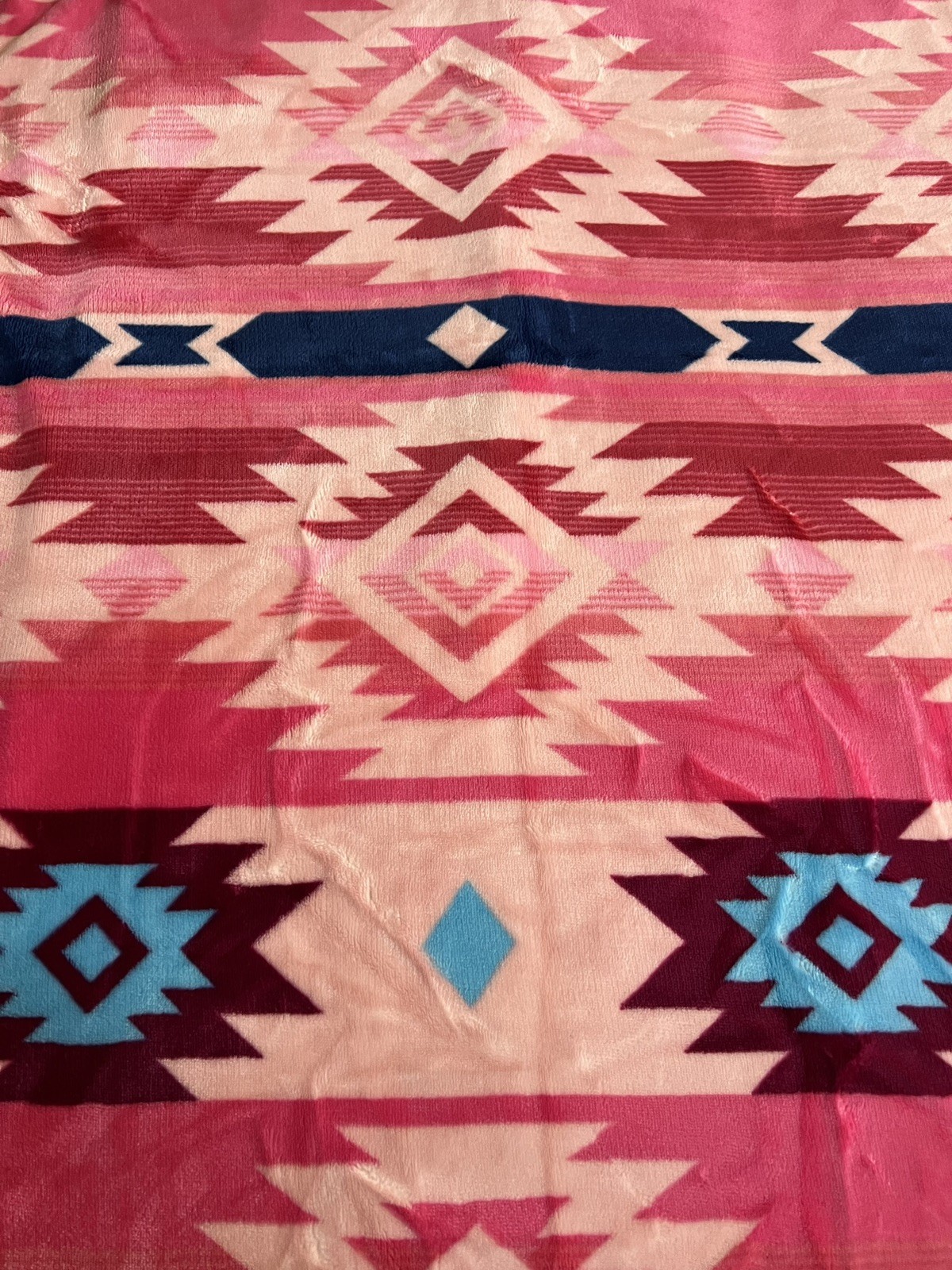 Native American Style 2 Ply Plush Reversible Blanket Queen Size Stunning Pink gallery