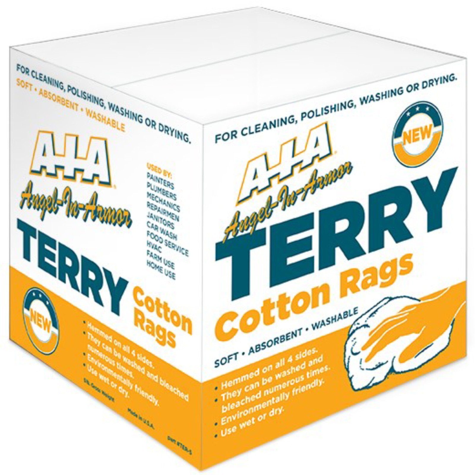 5 Lb. BOX NEW WHITE TERRY CLOTH CLEANING RAGS 12 X 12 DISPENSER BOX 100% COTTON gallery
