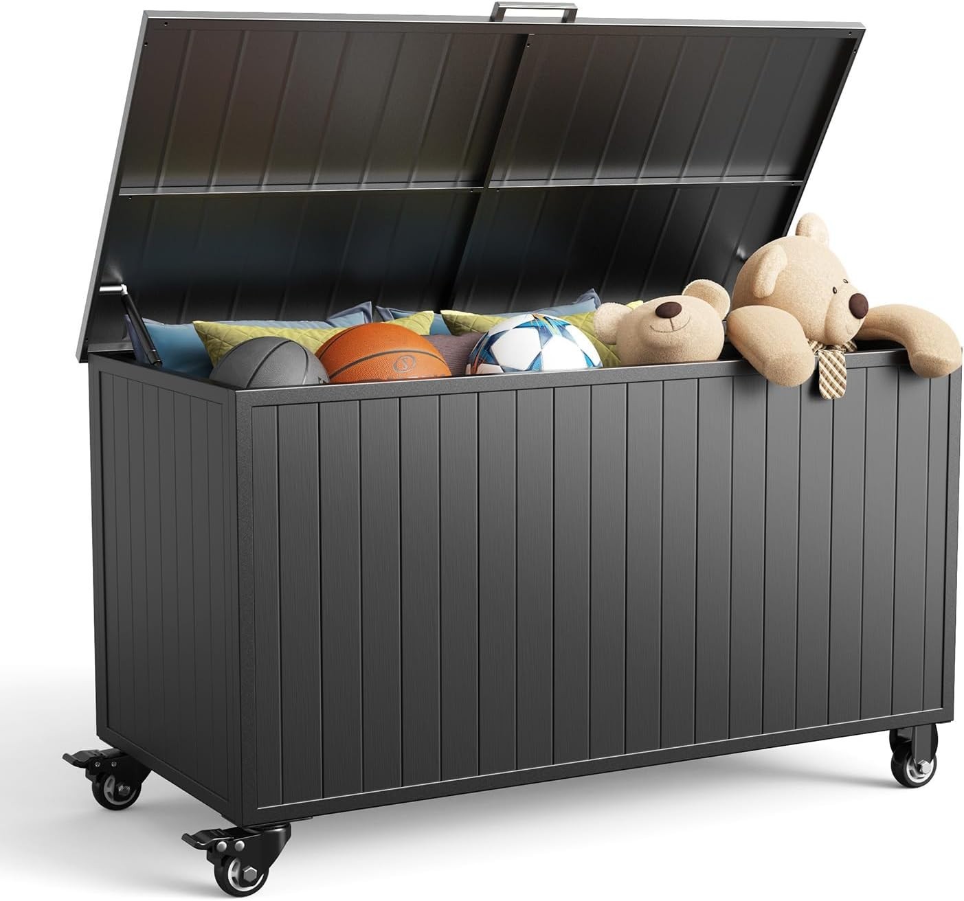 Outdoor Storage Box with Wheels 150 Gallon, Mobile Aluminum Deck Boxes Outdoor gallery