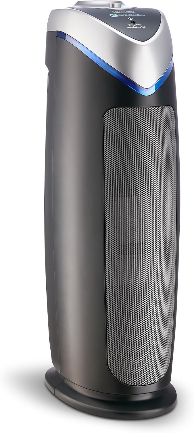 Home air purifier with HEPA filter, UVC UV light, and odor-removal function,gray gallery